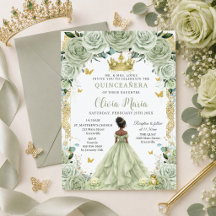 Sage Green Floral Princesse et Grenouille Quinceañ