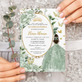 Invitation Sage Green Floral Princesse Robe Or Quinceañera