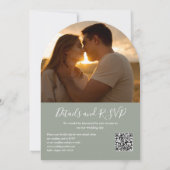Invitation Sage Green Floral QR Code Photo Arc Mariage (Dos)