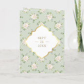 Invitation Sage Green Floral tout en un Mariage Indien d'or (Dos)