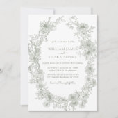 Invitation Sage Green Floral Vintage Mariage botanique (Devant)