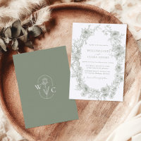 Sage Green Floral Vintage Mariage botanique