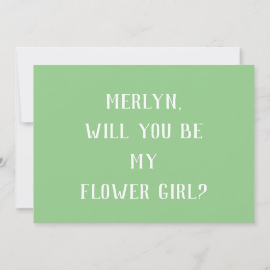 Invitation Sage Green Flower Girl Minimal Mariage Cool tendan (Devant)