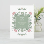 Invitation Sage Green Folk Wildflower Wedding (Debout devant)