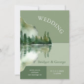 Invitation Sage Green Forest Lake Landscape Wedding (Devant)