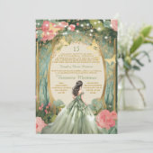 Invitation Sage Green Forest Princesse Florale Espagnol 15 Añ (Debout devant)