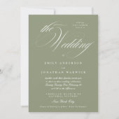 Invitation Sage Green Formal Élégant Calligraphie Le Mariage (Devant)