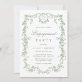 Invitation Sage Green French Floral Engagement Party (Devant)