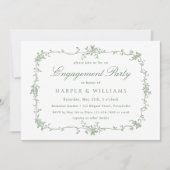 Invitation Sage Green French Floral Engagement Party (Devant)