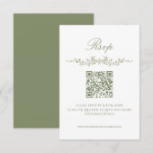 Invitation Sage Green French Floral RSVP Card with QR Code (Devant / Derrière)