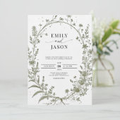 Invitation Sage Green French Roses Botanical Photo Wedding (Debout devant)