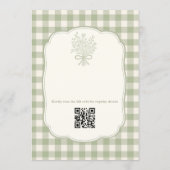 Invitation Sage Green Gingham Floral Code QR Shower de Mariag (Dos)