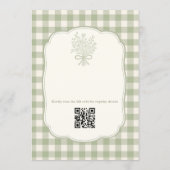 Invitation Sage Green Gingham Floral QR Code Bridal Shower (Dos)