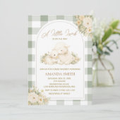 Invitation Sage Green Gingham Little Lamb Baby Shower (Debout devant)