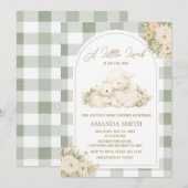 Invitation Sage Green Gingham Little Lamb Baby Shower (Devant / Derrière)