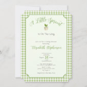 Invitation Sage Green Gingham Little Sprout Baby Shower (Devant)