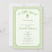Invitation Sage Green Gingham Little Sprout Baby Shower (Devant)