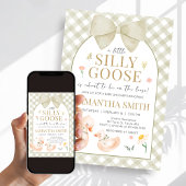 Invitation Sage Green Gingham Silly Goose Baby Shower