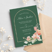 Invitation Sage Green Gold Arch Floral Elegant Boho Mariage