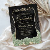 Invitation Sage Green Gold Black Quinceañera