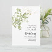 Invitation Sage Green Gold Boho Mariage de verdure (Debout devant)