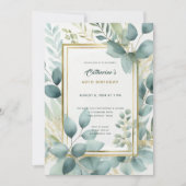 Invitation Sage Green Gold Elegant 60e anniversaire Invitatio (Devant)