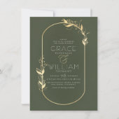 Invitation Sage Green & Gold Elegant Botanical Frame Mariage (Devant)