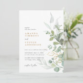 Invitation Sage Green Gold Eucalyptus  Boho Mariage (Debout devant)
