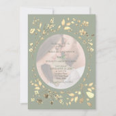 Invitation Sage Green Gold Floral Photo Wedding (Devant)