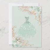 Invitation Sage Green Gold Quinceañera Boho 15e anniversaire (Dos)