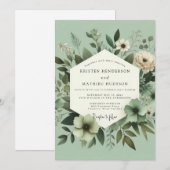 Invitation Sage Green Graceful Botanical Wedding (Devant / Derrière)
