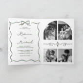 Invitation Sage Green Hand Drawn Bow QR Code Photo Wedding (Intérieur)