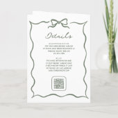 Invitation Sage Green Hand Drawn Bow QR Code Photo Wedding (Dos)