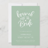Invitation Sage Green Hearts Calligraphie Brunch nuptial (Devant)