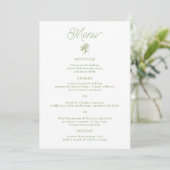 Invitation Sage Green Hydrangea 5x7 Wedding Menu Card (Debout devant)