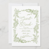 Invitation Sage Green Hydrangea Guest Book Table Sign (Devant)