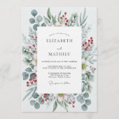 Invitation Sage Green Icy Pine Winter Wedding (Devant)