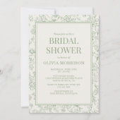 Invitation Sage Green Ivory French Floral Bridal Shower (Devant)
