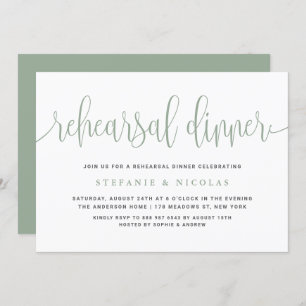 Invitation Sage Green Jolie Calligraphie Dîner de répétition