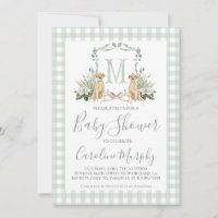 Sage Green Lab Baby shower Preppy En vichy