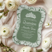 Invitation Sage Green Lace Quinceañera
