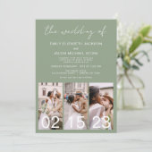 Invitation Sage Green Le Mariage de la calligraphie Code QR (Debout devant)