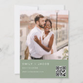 Invitation Sage Green Le Mariage de la calligraphie Code QR (Dos)
