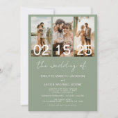 Invitation Sage Green Le Mariage de la photo Simple Minimalis (Devant)