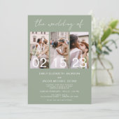 Invitation Sage Green Le Mariage de Minimalist Photo Collage (Debout devant)