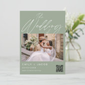 Invitation Sage Green Le Mariage de Two Photo QR code (Debout devant)