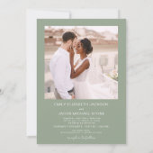Invitation Sage Green Le Mariage de Two Photo QR code (Dos)