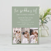 Invitation Sage Green Le Mariage du code QR minimaliste (Debout devant)