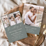 Invitation Sage Green Le Mariage du Mariage minimaliste photo<br><div class="desc">Le Mariage de Modern Elegant Four (4) Collage de photos et Faire-part de mariage minimaliste à grande date. Les cartes de Faire-part de mariage contiennent une typographie moderne qui sont élégantes,  simples et modernes à utiliser après que vous minimaliste simple célébration de mariage.</div>