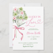 Invitation sage green leaf clover bouquet bridal shower (Devant)